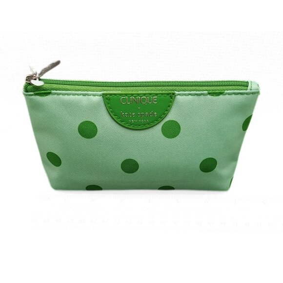 CLINIQUE Kate Spade Limited Edition Green Polka Dot Makeup Bag - Picture 7 of 8